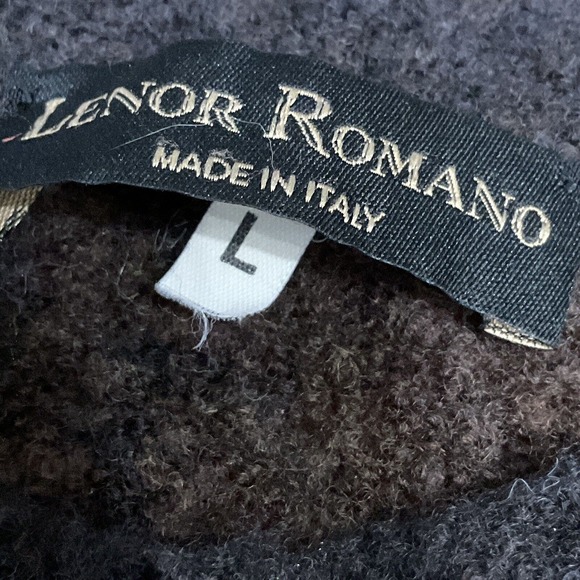Lenor‎ Romano Sweater Mens Large Brown Check Wool Made in Italy Pullover - Picture 3 of 3